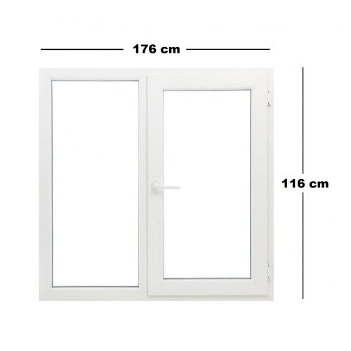Műanyag ablak fehér 176x116cm 5 kamrás Fix+Bukó/Nyíló
