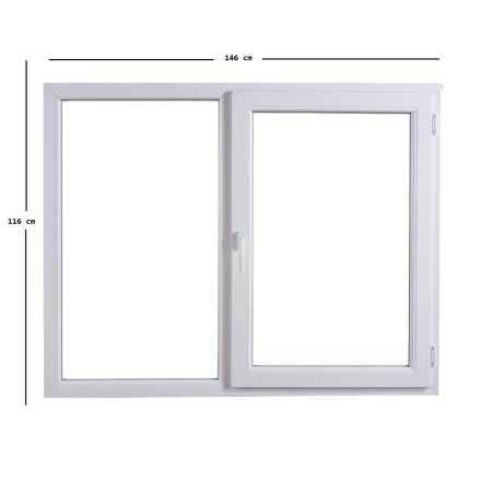 MŰANYAG ABLAK FEHÉR 146X116CM 5 KAMRÁS FIX+BUKÓ NYÍLÓ