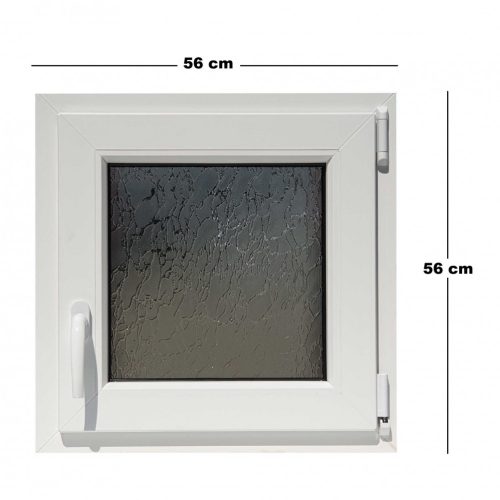 Műanyag ablak, dupla üvegezésű, 5 kamrás, 56x56cm, bukó, Trocal