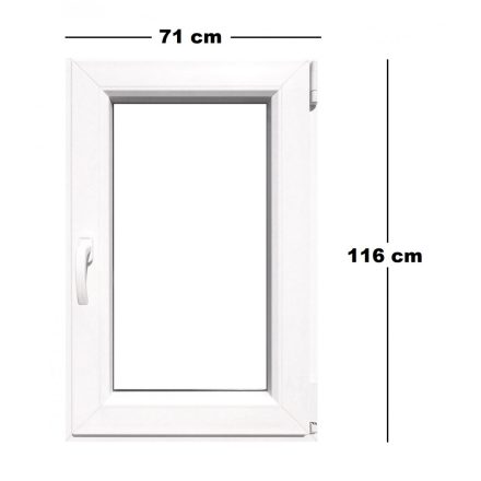 Műanyag ablak, TeraGlass, 6 kamrás, fehér, 71 x 116 cmm bukó / nyíló