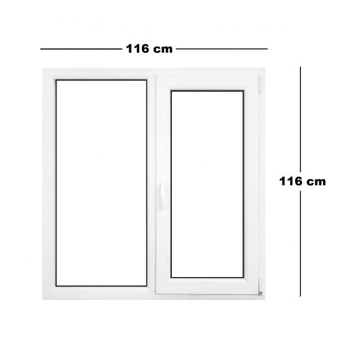 Műanyag ablak fehér 116x116cm 6 kamrás Fix+Bukó/Nyíló