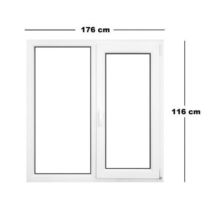 Műanyag ablak fehér 176x116cm 6 kamrás Fix+Bukó/Nyíló