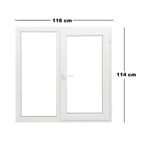 Műanyag ablak fehér 116x114cm 7 kamrás Fix+Bukó/Nyíló