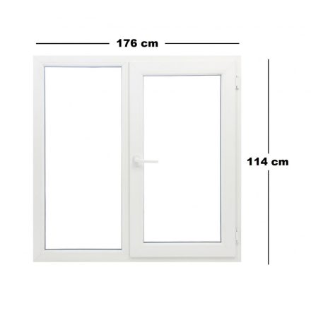 Műanyag ablak fehér 176x114cm 7 kamrás Fix+Bukó/Nyíló