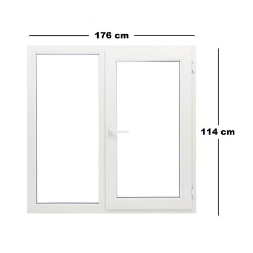 Műanyag ablak fehér 176x114cm 7 kamrás Fix+Bukó/Nyíló