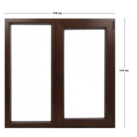 Műanyag ablak barna 116x114cm 7 kamrás Fix+Bukó/Nyíló