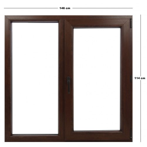 Műanyag ablak barna 146x114cm 7 kamrás Fix+Bukó/Nyíló