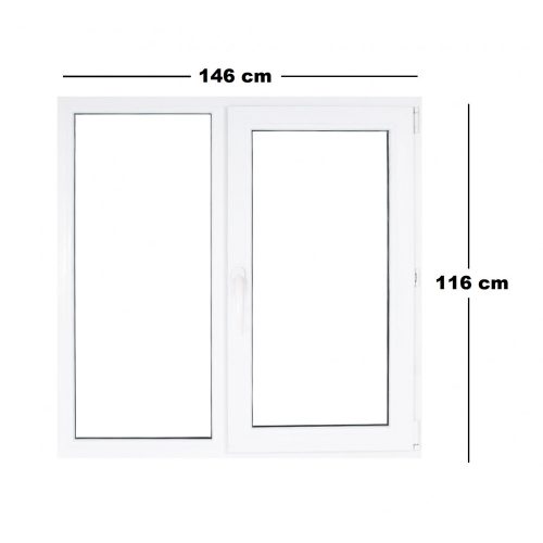 Műanyag ablak fehér 146x116cm 3 kamrás Fix+Nyíló