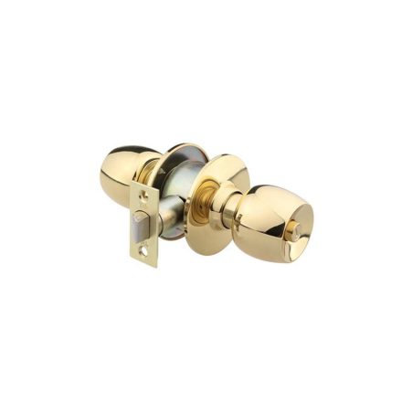 Ajtó fogantyú, Knobset, reteszelő gombbal, sárgaréz, 60 mm