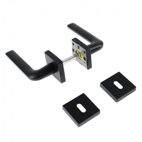   Beltéri ajtó kilincs, négyszögletes, Viktória, matt fekete, 120 mm